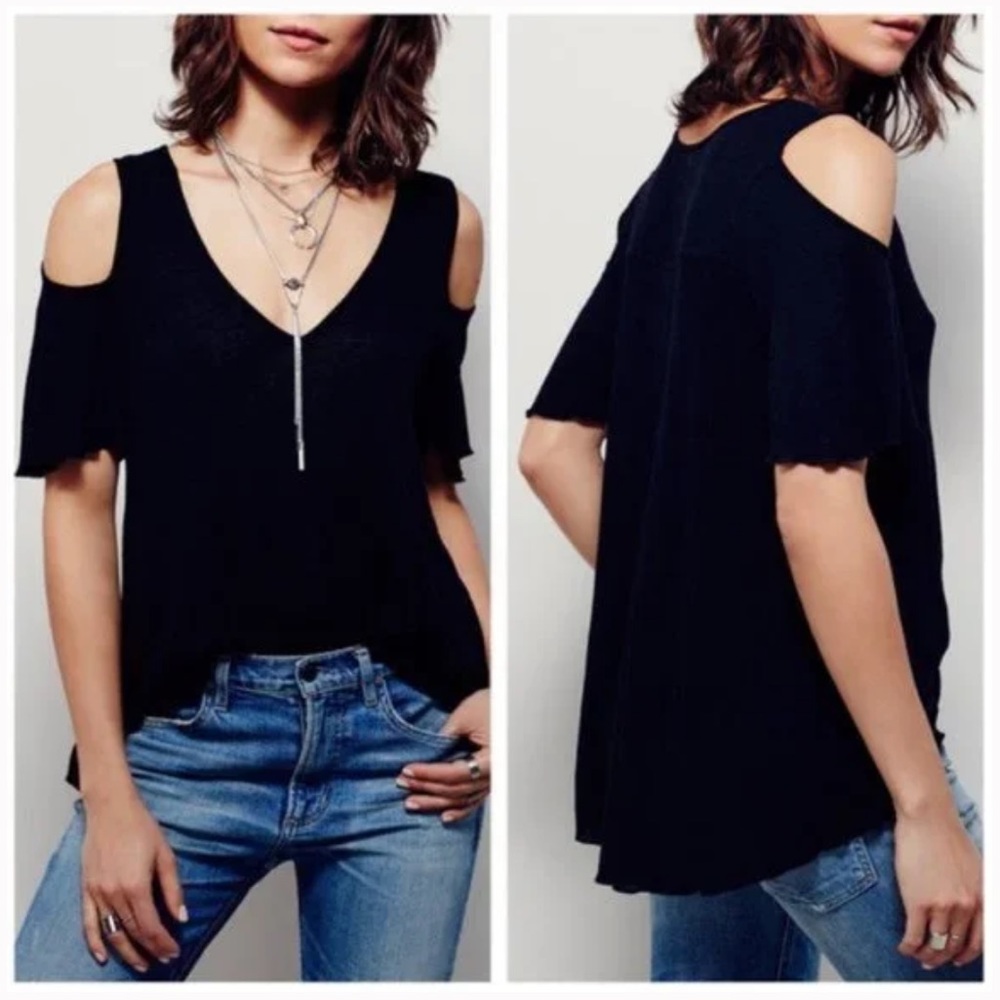NWOT-Free People 'Bittersweet' black top sz xs